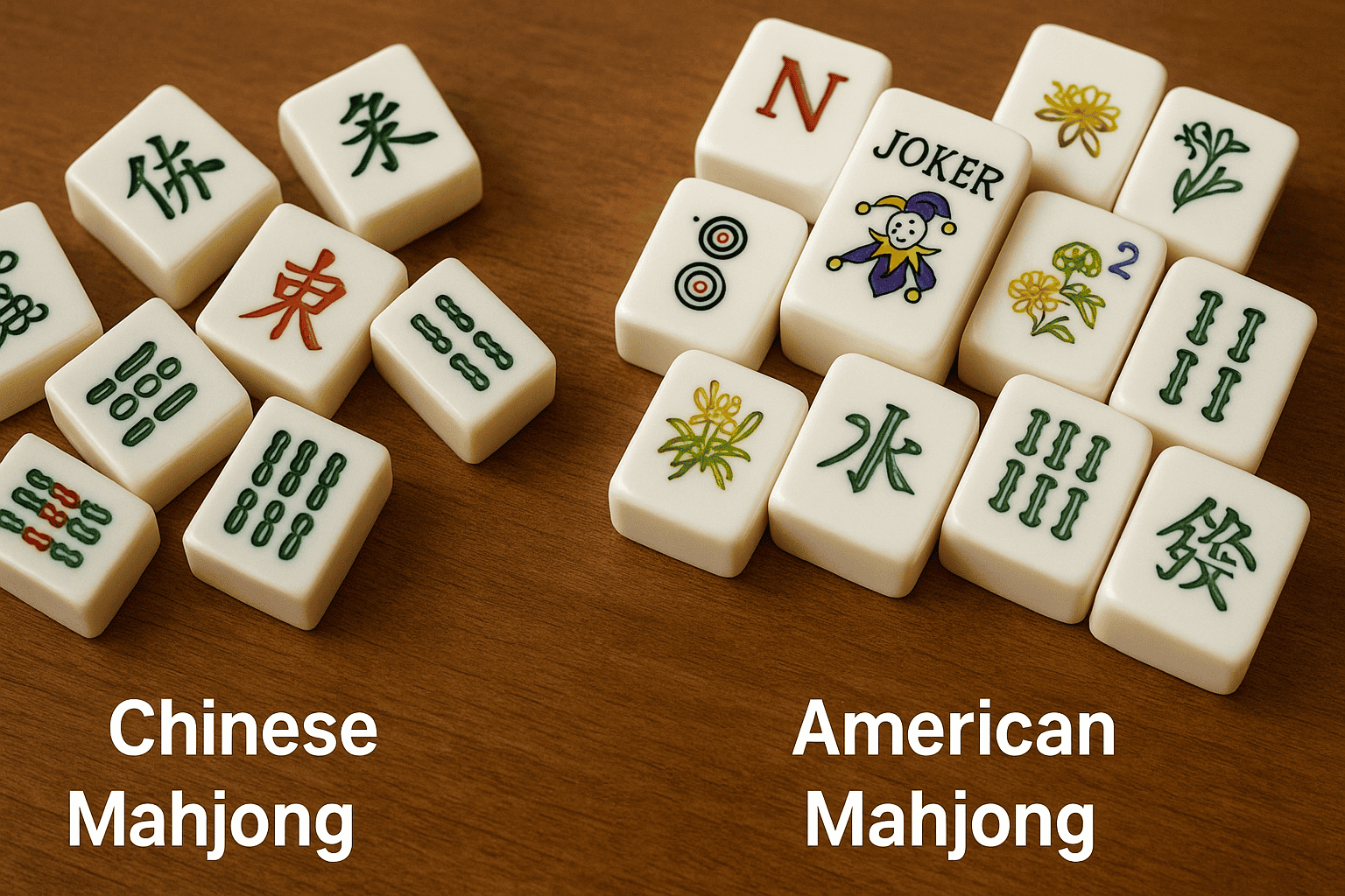 Chinese Mahjong vs American Mahjong tiles side by side